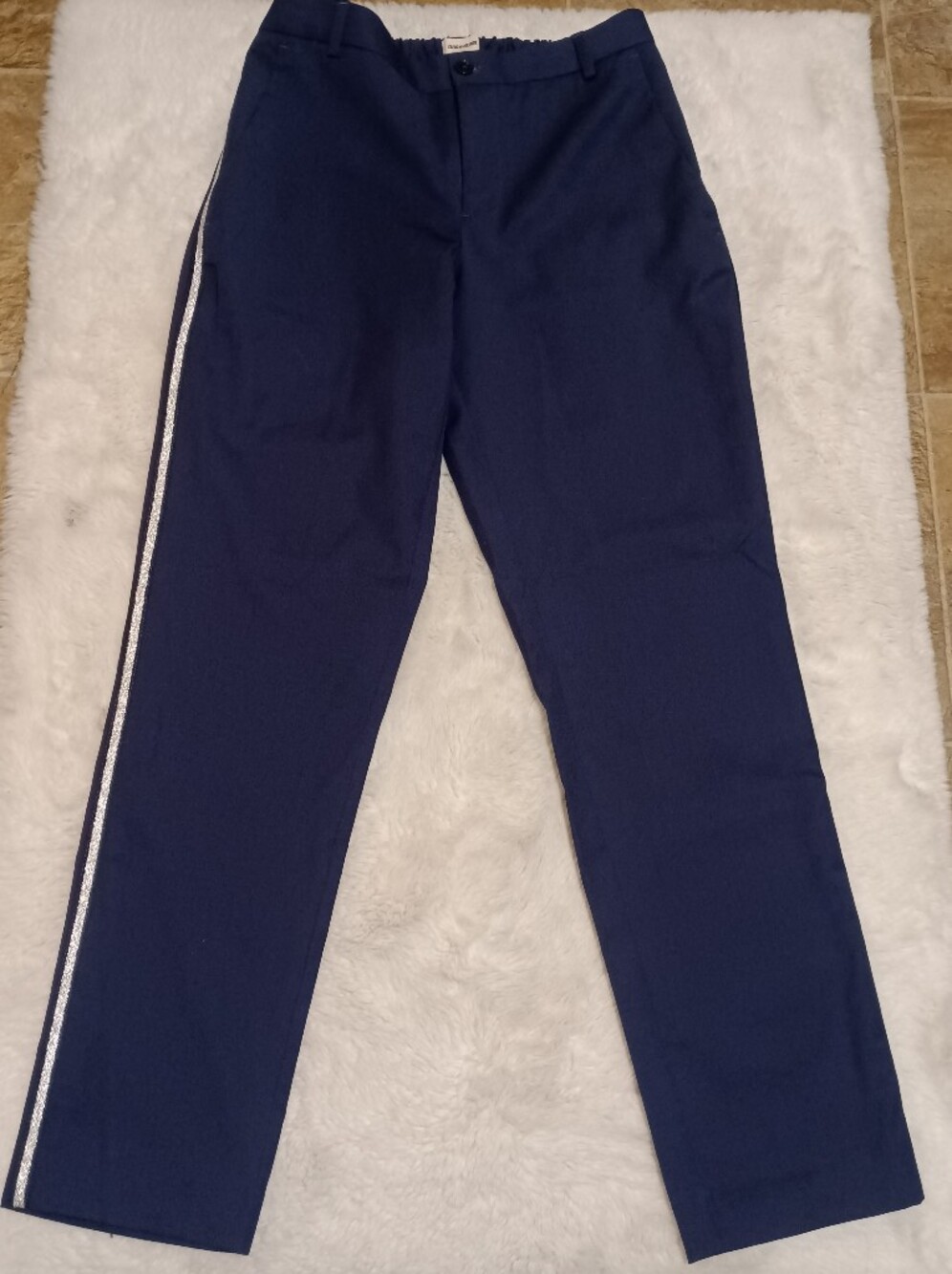 NWT Zadig & Voltaire Pomelo Navy Wool Trousers Pants Silver Side Stripe 38